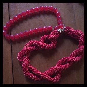 Beaded vibrant red necklace